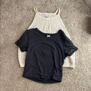 Elegant Black and Cream Women's Tops Set